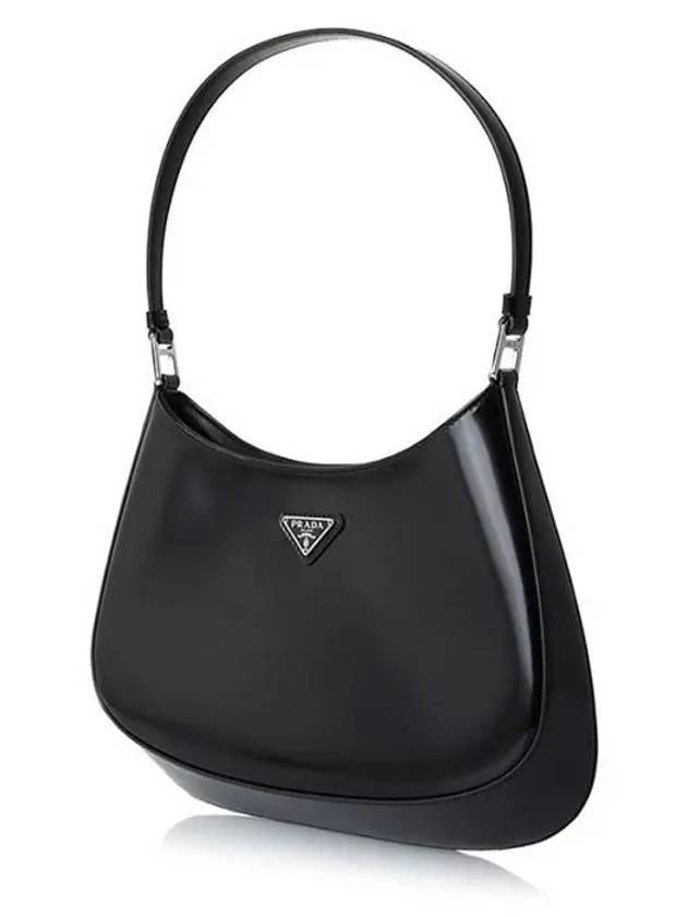 Triangular Logo Cleo Brushed Leather Shoulder Bag Black - PRADA - BALAAN 3