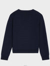 Logo Print Crew Neck Cotton Knit Top Navy - CELINE - BALAAN 3