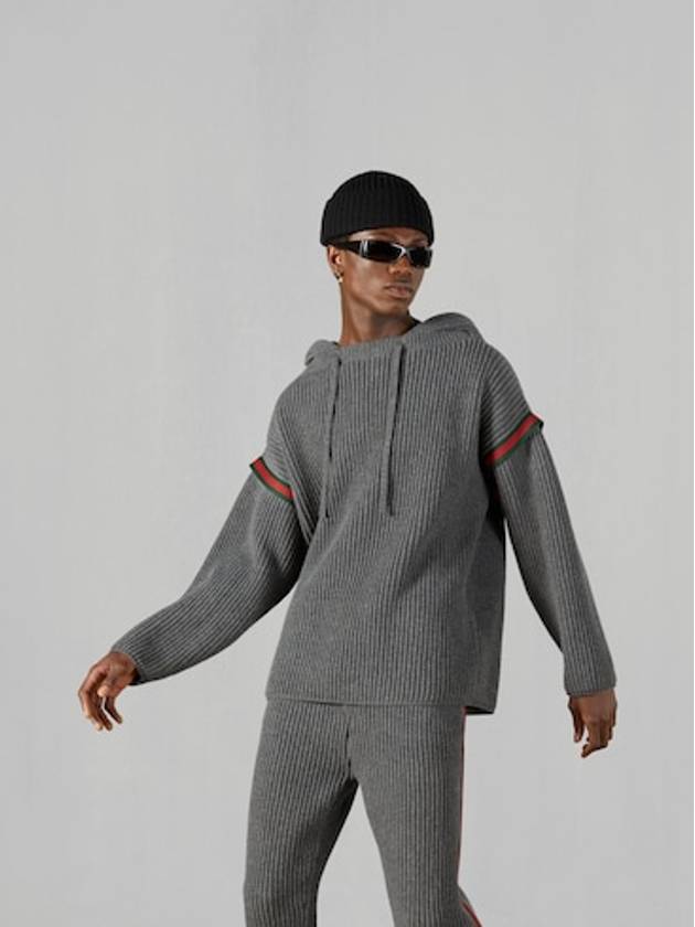 Wool Cashmere Hoodie Grey - GUCCI - BALAAN 3