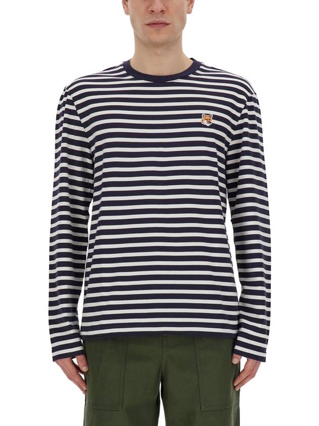 Fox Head Patch Regular Marin Long Sleeve T Shirt Navy Stripes - MAISON KITSUNE - BALAAN 2