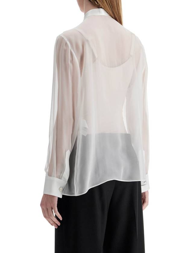 optical white silk shirt with mandarin collar - DOLCE&GABBANA - BALAAN 3