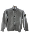 Stone Kids Waffen Patch Full Zip Up Knit Cardigan Dark Gray 8116503Z1 V0M67 - STONE ISLAND - BALAAN 3