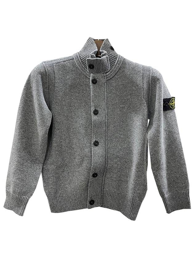 Kids Waffen Patch Full Zip Up Knit Cardigan Dark Grey - STONE ISLAND - BALAAN 3