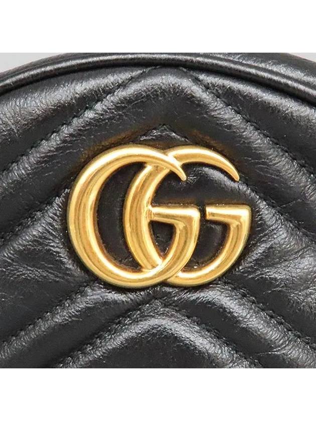 550154 Black color leather GG Marmont mini round gold logo chain cross bag - GUCCI - BALAAN 3