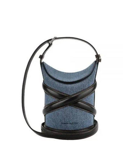 The Curve Two-Tone Denim Bucket Bag Blue Black - ALEXANDER MCQUEEN - BALAAN 2