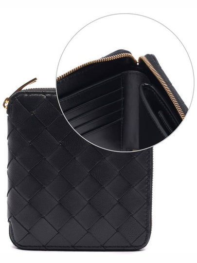 Intrecciato Zipper Around Half Wallet Black - BOTTEGA VENETA - BALAAN 2