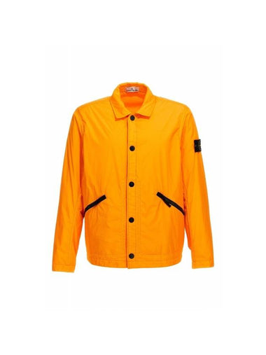 Men's Garment Dyed Crinkle Reps Nylon Shirt Jacket Orange - STONE ISLAND - BALAAN 1