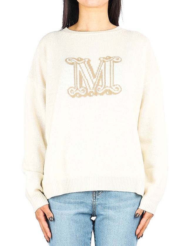 Edo Monogram Cashmere Knit Top Ivory - MAX MARA - BALAAN 2