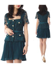 Women's Lace Bodice Short One Piece Teal - SELF PORTRAIT - BALAAN.