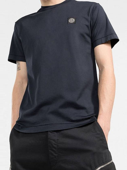 Logo Patch Short Sleeve T-Shirt Navy - STONE ISLAND - BALAAN 2