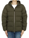 Seamless Logo Nylon Hooded Down Jacket Olive - STONE ISLAND - BALAAN 3