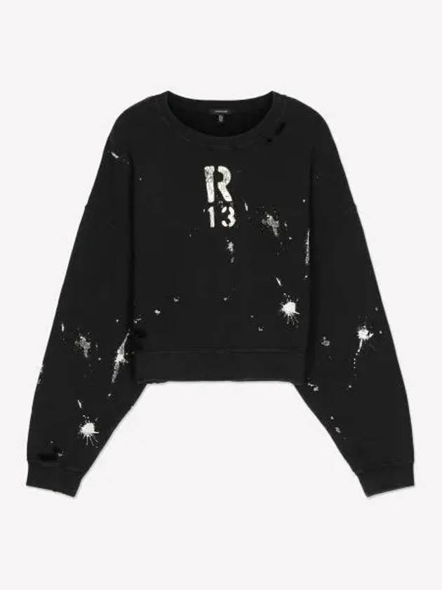 Logo Stamp Crop Sweatshirt Black WK094001AGABPS - R13 - BALAAN 1