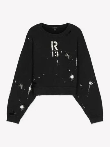 Logo Stamp Crop Sweatshirt Black WK094001AGABPS - R13 - BALAAN 1