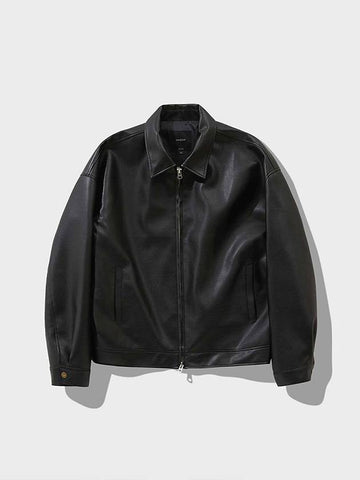 Leather Single Zip-Up Jacket Black - FFEFF STUDIO - BALAAN 1