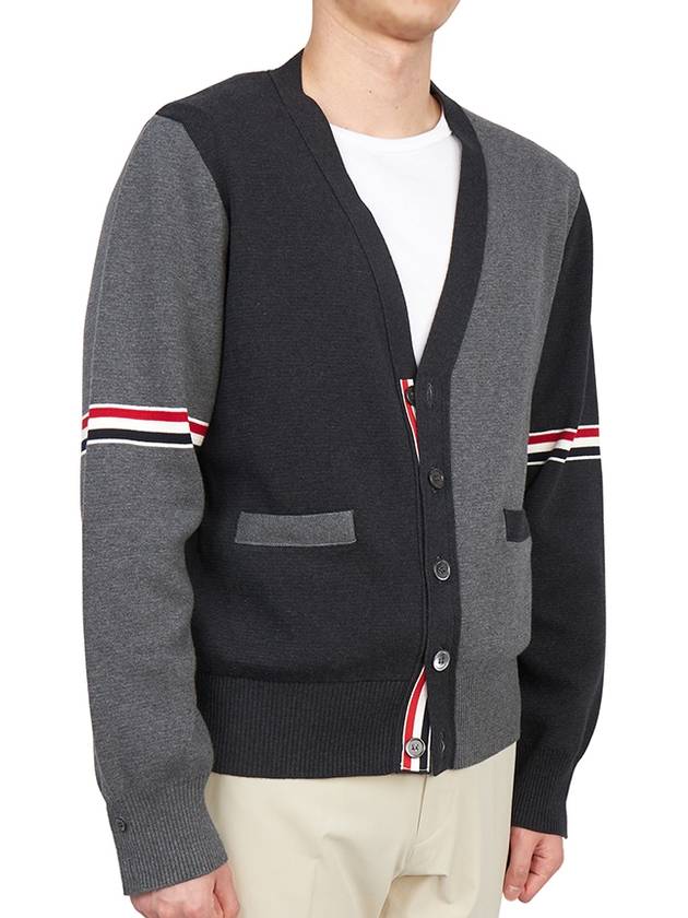 Funmix Cotton ArmBand V-Neck Cardigan Tonal Grey - THOM BROWNE - BALAAN 7