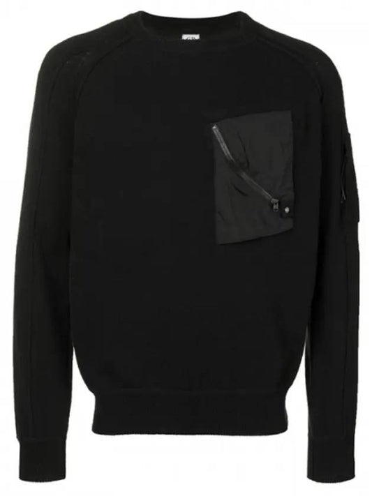 Lens Wappen Pocket Knit Top Black - CP COMPANY - BALAAN 1