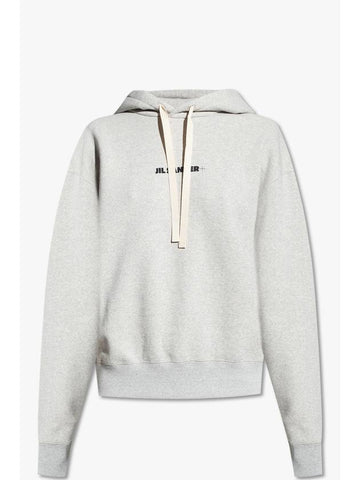 Logo Print Cotton Hoodie Grey - JIL SANDER - BALAAN 1