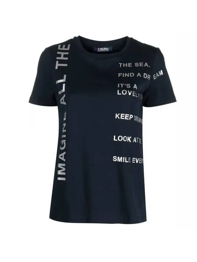 Lettering Graphic Short Sleeve T-Shirt Navy - S MAX MARA - BALAAN 1