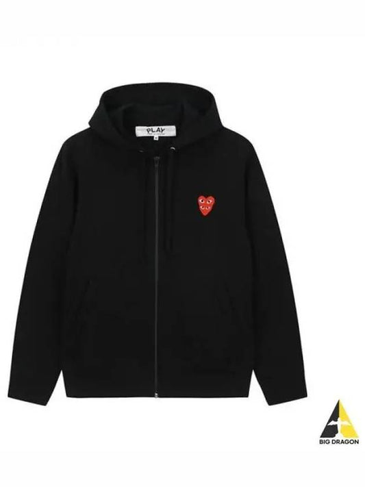 Double Heart Logo Hooded Sweatshirt Black P1T294 - COMME DES GARCONS - BALAAN 1