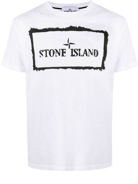 Stencil One Logo Short Sleeve T-Shirt White - STONE ISLAND - BALAAN 1