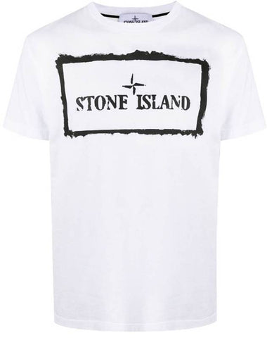 Stencil One Logo Short Sleeve T-Shirt White - STONE ISLAND - BALAAN 1