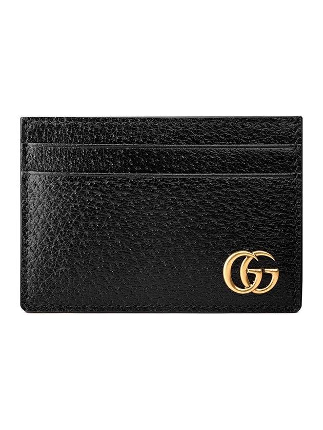 GG Marmont Leather Card Wallet Black - GUCCI - BALAAN 3