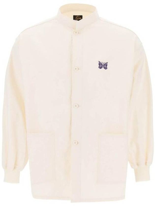 Embroidered Logo Over Fit Cotton Long Sleeve Shirt White - NEEDLES - BALAAN 1