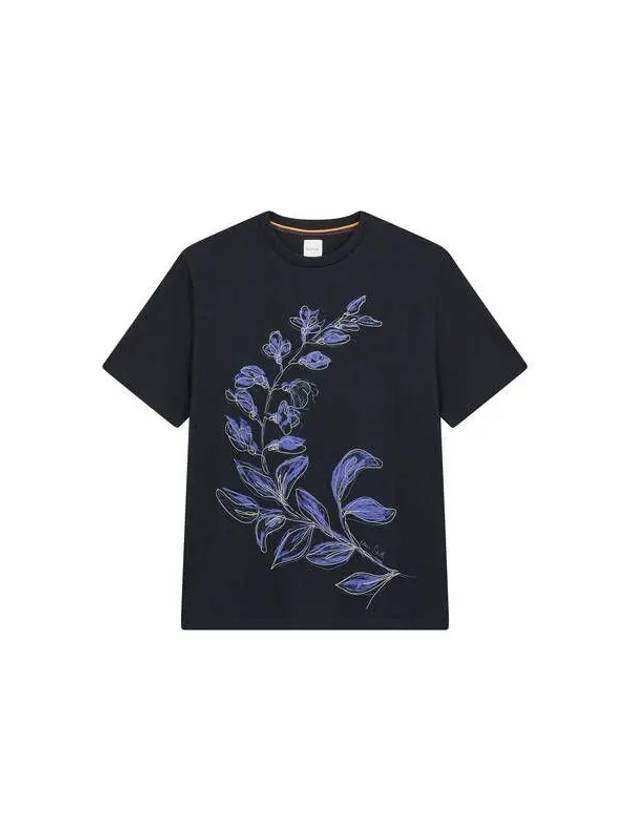 Floral point cotton t shirt dark navy - PAUL SMITH - BALAAN 1