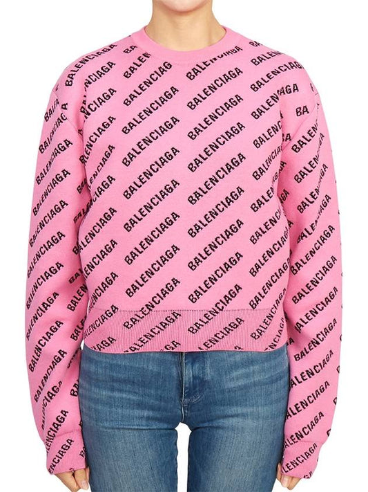 Mini All-Over Logo Knit Top Pink - BALENCIAGA - BALAAN 2