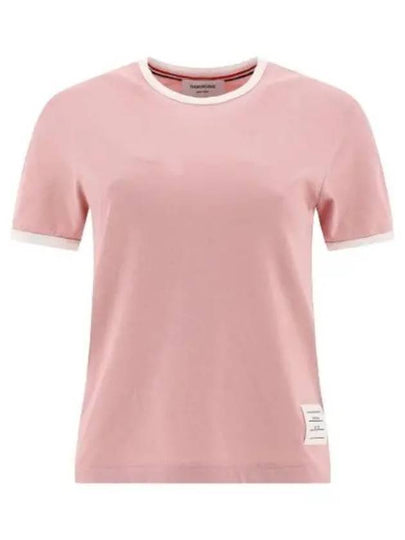 Women's Melange Jersey Ringer Short Sleeve T-Shirt Light Pink - THOM BROWNE - BALAAN 2