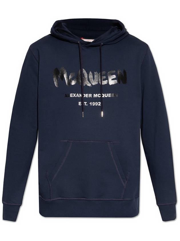 Graffiti Logo Hoodie Navy - ALEXANDER MCQUEEN - BALAAN 1