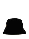 Velvet Bucket Hat Black - PRADA - BALAAN 1