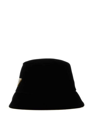 Velvet Bucket Hat Black - PRADA - BALAAN 1