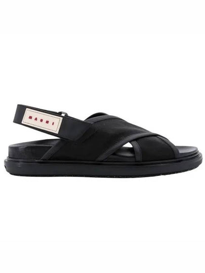 Logo Patch Crossover Sandals Black - MARNI - BALAAN 2