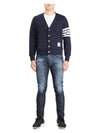 Classic V-Neck 4 Bar Stripe Cardigan Navy - THOM BROWNE - BALAAN 3