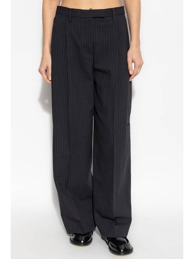 Acne Studios Pinstriped Pleated Trousers, Women's, Black - ACNE STUDIOS - BALAAN 3