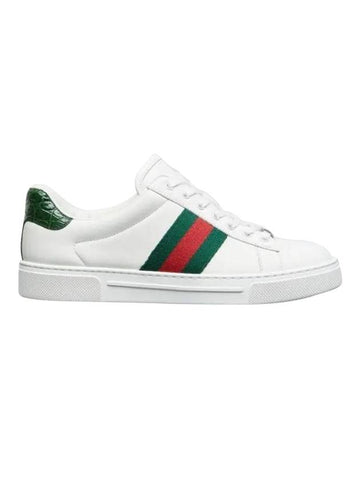 Ace Web Leather Low Top Sneakers White - GUCCI - BALAAN 1