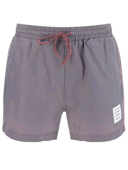 Men's Logo Patch Swim Shorts Gray - THOM BROWNE - BALAAN.