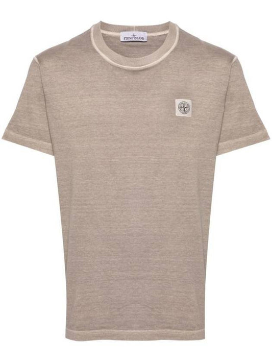 Organic Cotton Short Sleeve T-Shirt Beige - STONE ISLAND - BALAAN 1