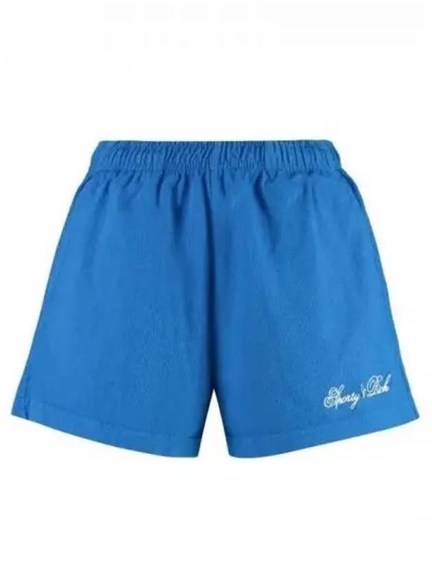 Logo Print Banded Waist Shorts Blue - SPORTY & RICH - BALAAN 2