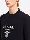 Embroidered Logo Wool Cashmere Crew Neck Knitted Sweater  Black - PRADA - BALAAN 6