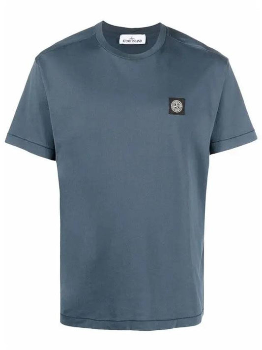 Logo Patch Short Sleeve T-Shirt Avio Blue - STONE ISLAND - BALAAN 2