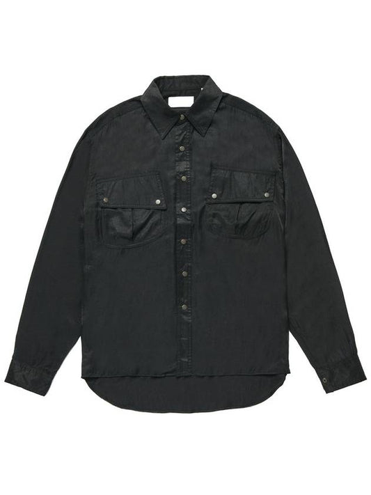 Loose Fit Military Long Sleeve Shirt Black - ROLLING STUDIOS - BALAAN 1