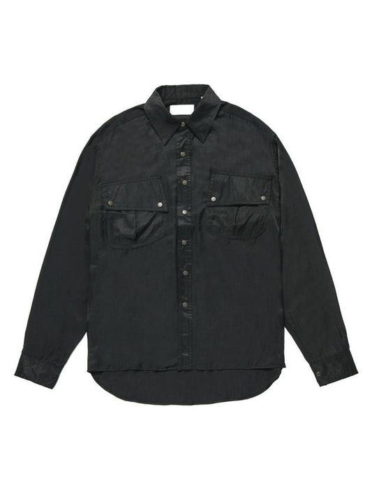 Loose Fit Military Long Sleeve Shirt Black - ROLLING STUDIOS - BALAAN 2