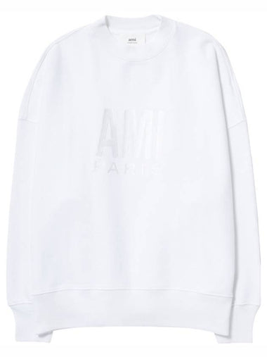 Chest Embroidery Logo Sweatshirt White - AMI - BALAAN 1