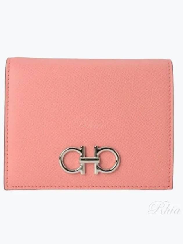 Gancini Compact Half Wallet Coral - SALVATORE FERRAGAMO - BALAAN 2