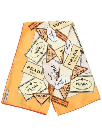 Women's Logo Pattern Muffler Orange - PRADA - BALAAN.