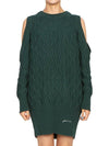 Cable Open Shoulder Long Sleeve Knit Top Green - GANNI - BALAAN 4