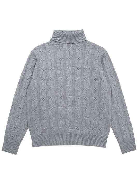 cable turtleneck gray - SOLEW - BALAAN 1