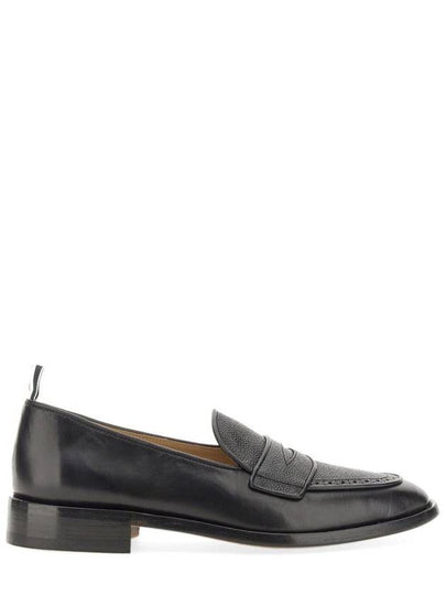 Men's Vitello Flexible Leather Sole Soft Penny Loafer Black - THOM BROWNE - BALAAN 2